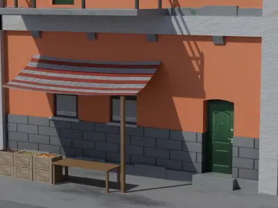 Old City Buildings Low Poly Low-poly 3D model