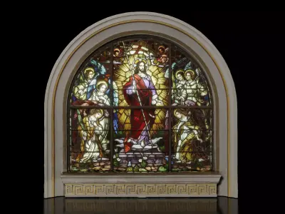 Church Stained Glass Window Low-poly 3D model