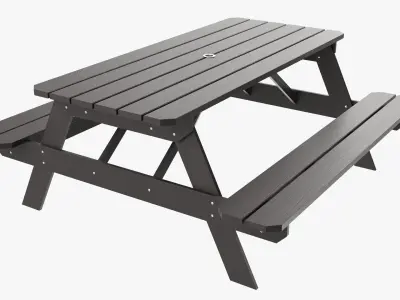 Wood Picnic Table dark 3D model