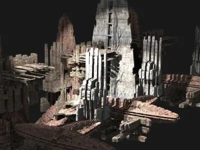 Mega City Dystopian  Space Station Ships Kit bash 3D model
