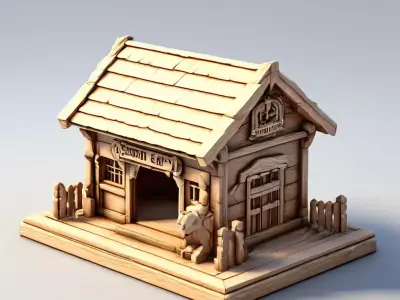 Stylized LowPoly Wooden Cabin Low-poly 3D model