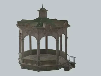 Solomonic Inspired Monument Gazebo In Park Low-Poly 3D model Low-poly 3D model purchase