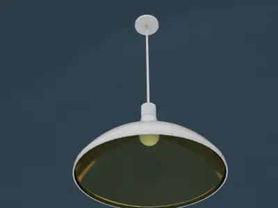 white pendant light with gold inside 40cm dia Low-poly 3D model