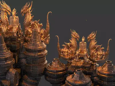 Floating Desert Dragon Throne platform 2 Grand versions  3D model