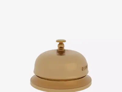 Detailed 3D Brass Bank Counter Bell Push Button and Weighted 3D model