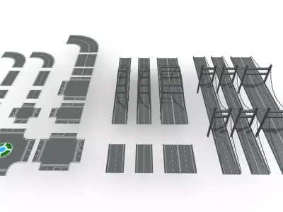 Bridge - Road Modules Low-poly 3D model