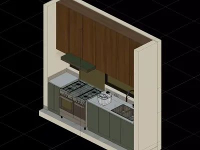 Matcha Isometric Kitchen Interior 3D model