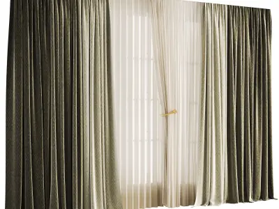 Silk and Cotton Curtain Low-poly 3D model