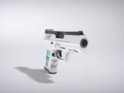 Futuristic Laser Pistol with Glowing Energy Cell Low-poly 3D model