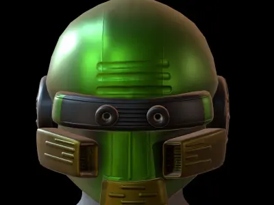 Gas mask helmet 3d model scifi Low-poly  Low-poly 3D model