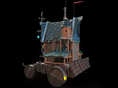 Medieval tavern on wheels 3D model