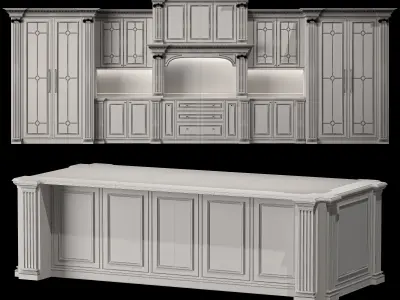 blk wood classical kitchen art 004 3D model