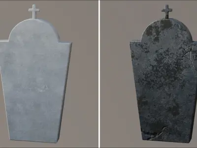 Old Dirty Tombstone Cross christian tomb Low-poly 3D model