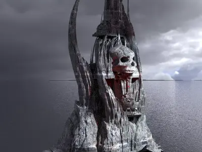Ancient cliff face scull rock  3D model