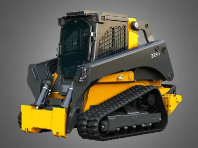 333G Compact Track Loader with Forestry Package - Drum Mulcher 3D model