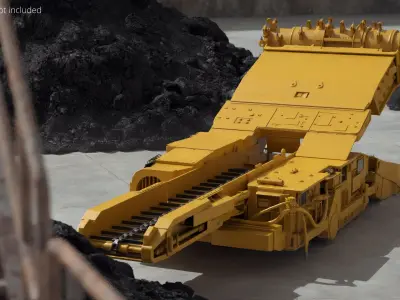  Mechanized Coal Cutting Machine with Conveyor Yellow Rigged 