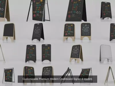 Customizable Premium Modern Chalkboard Signs 3D Model Pack