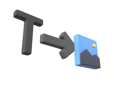Text To Image Icon v1 001 Low-poly 3D model