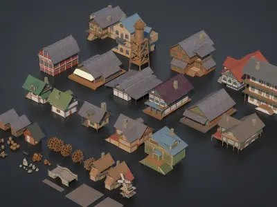 Medieval Set 01 Low-poly 3D model