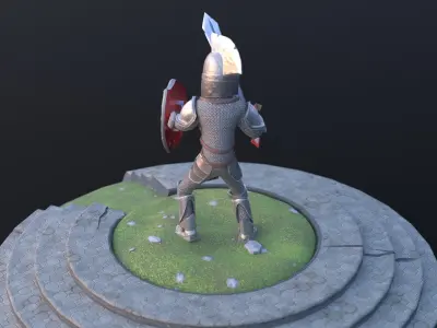 Stylized Low Poly Animated Knight Low-poly 3D model