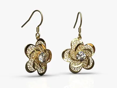 Floral earrings 3D print model