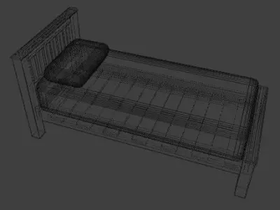 Wooden bed 3D model