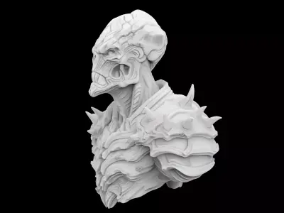 Alien Warrior Bust 3D Print Model 3D print model