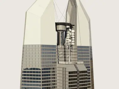 Building Skyscraper City Town Downtown Street Futuristic Utopia Low-poly 3D model