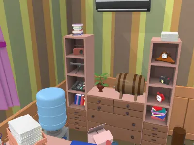 Isometric cartoon office room 04 3D model