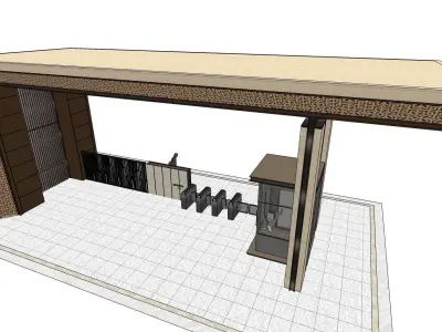 Small gate house with check post 3D model