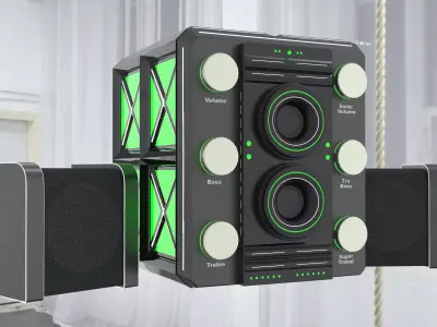 Stereo System Low-poly 3D model