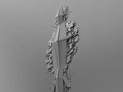 Pyramid Sc-Fi Floating City Tower 3D model
