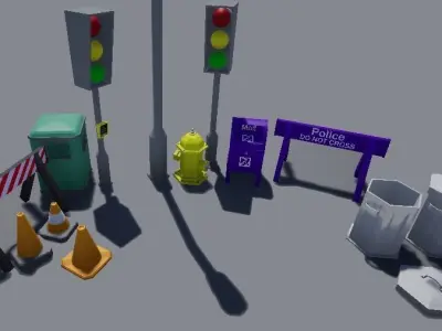 Simple Street Kit Low-poly 3D model