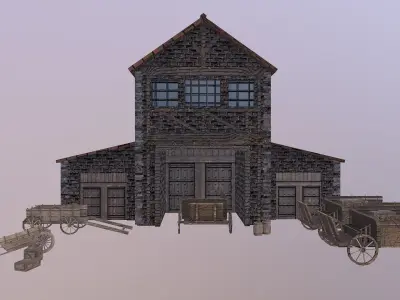 Medieval Cargo Building Low-poly 3D model