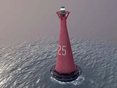 Buoy River RB-6-01 Right Side Mark Low-poly 3D model
