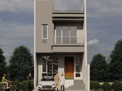 Modern House Design 6x17m  2 Floors SketchUp File Only 3D model