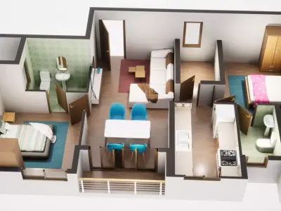 3D Floor Plan Model 21 3D model