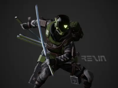 Cyberpunk Rezin Robot Low-poly 3D model