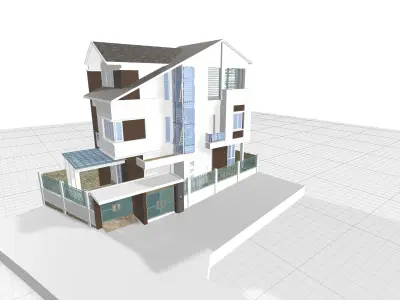 house 3 floors 3D model
