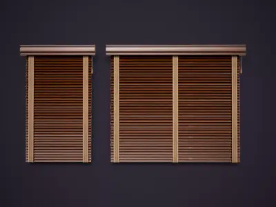 Vintage Wooden Blinds Low-poly 3D model