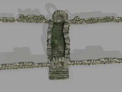 ruin set stone wall Low-poly 3D model