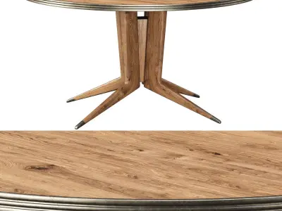 Blick round wooden dining table  Low-poly 3D model