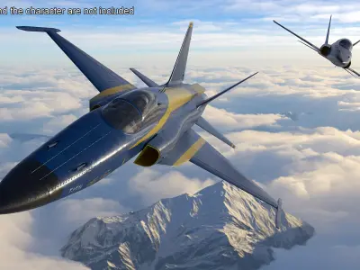  HESA Saeqeh Iranian Aircraft without Rockets Blue Rigged 