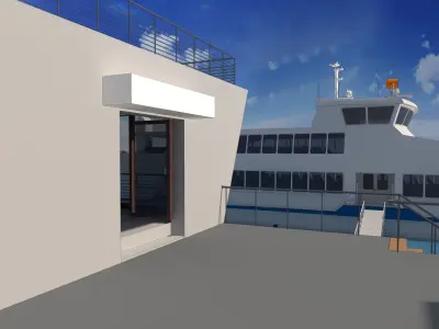 Harbor ferry boat on water 3D model