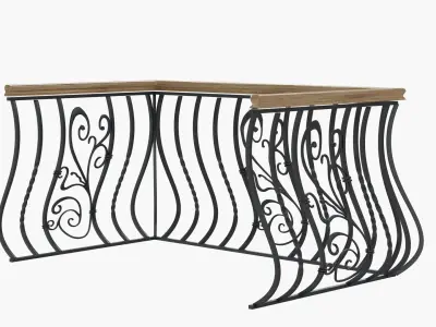 metal forged balcony railing 3D model