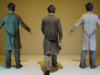 Crazy Old Man Low-poly 3D model