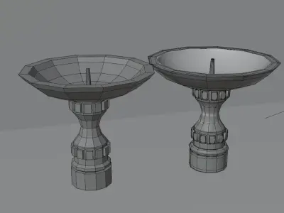 Marble Fountain Low Poly and High Poly Low-poly 3D model