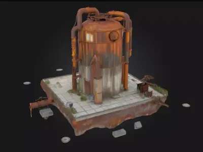 Rusty Industrial Tank  Weathered Giant of Forgotten Industry 3D model