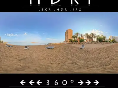 Urban Coastal Environment with Palm Trees and Clear Sky 3D model