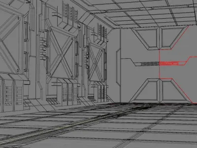 sci fi corridor 3D model 97